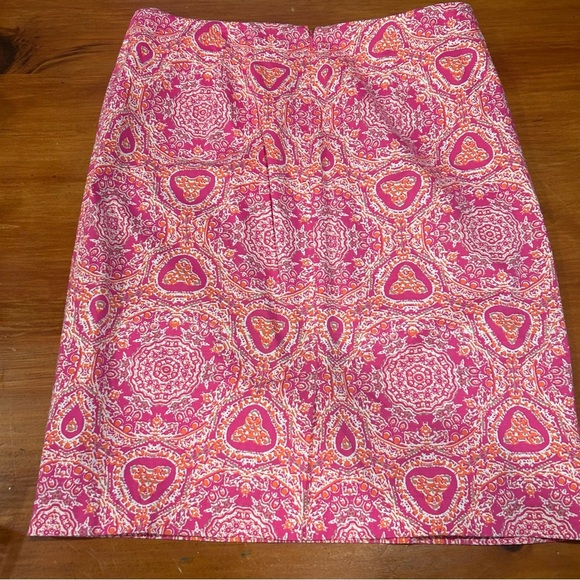 Lord&Taylor Womens Pink Orange Beige Abstract Skirt Fitted Lined. SPRING size 8 - Picture 2 of 9